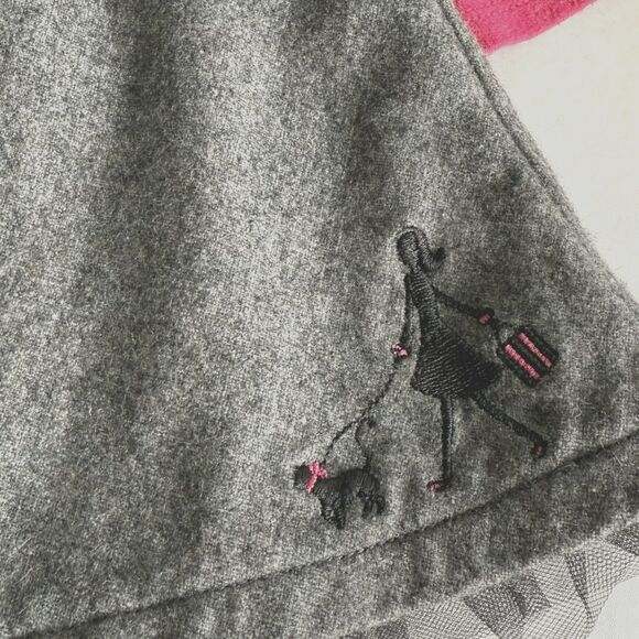Y2K Girls Gymboree Gray Wool Blend Jumper Dress City France Pink Twirl Sz 6-12M - Picture 2 of 8